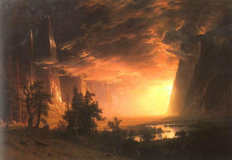Albert Bierstadt Sunset in the Yosemite Valley oil painting picture